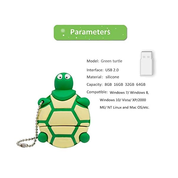 32GB USB 2.0 Stick Niedlich Speicherstick 32 GB Schöne Witzig Pendrive Grüne Schildkröte Memory Stick Geschenk Witzig… – Bild 4