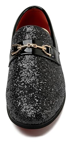 Image of Men Loafer Metallic Textured Slip-on Glitter Sequins Fashion Wedding Dress Shoes Golden