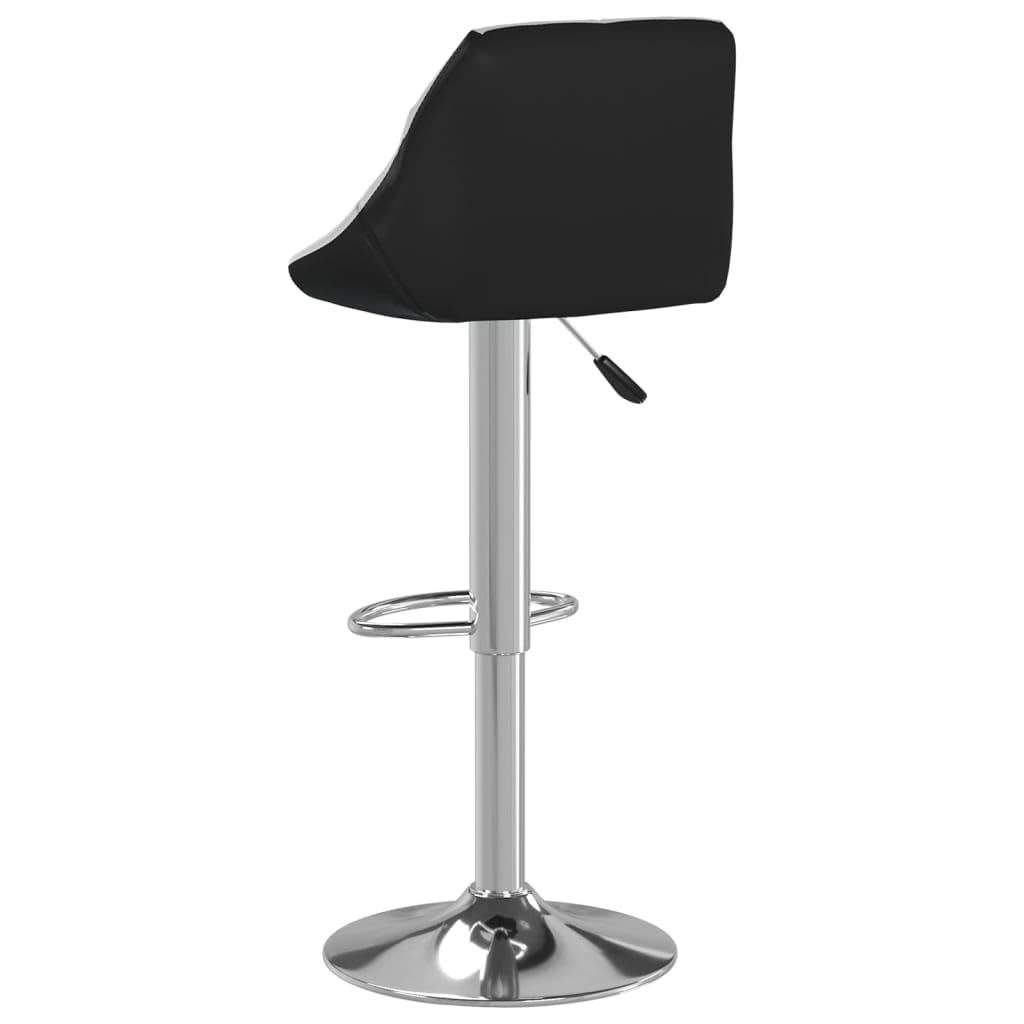 Taburete de bar (2 unidades, piel sintética, altura regulable, con reposapiés, giratorio 360°, estructura de acero cromado, máx. 110 kg)
