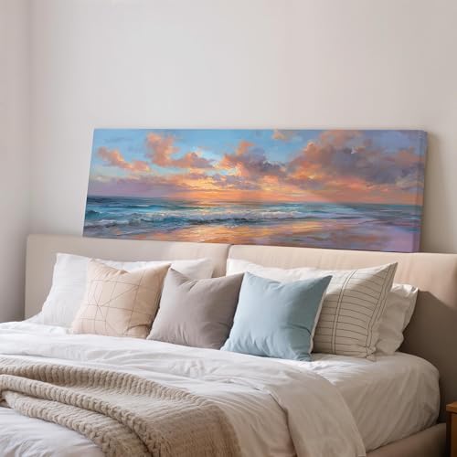 Impression sur toile de coucher de soleil avec cadre intérieur en bois robuste