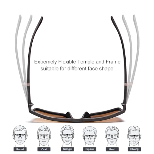 CARFIA Grid Temple Polarized Sunglasses for Men UV Protection Sturdy TR90 Frame Cool Square Sun Glasses 5