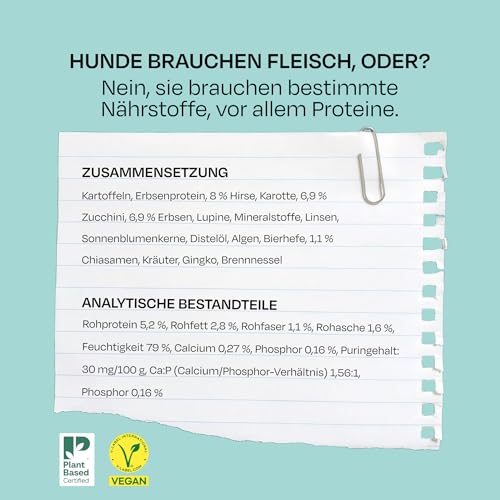 VEGDOG hypoallergenes Nassfutter Senioren 7+, Erbsenprotein, 6x400g