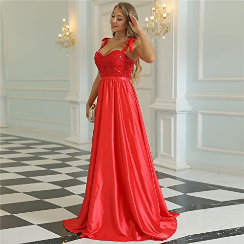 Boan Damesjurk, lang, gesplitst, kant, met bandjes, met grote pan, voor avond, cocktailparty, ceremonie,, Rood, 38 - Image 4