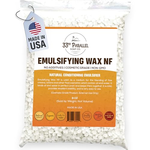 Non-GMO Emulsifying Wax NF Pastilles (8 oz) 100% Natural Plant Derived | For Lotions, Creams, Soap Making, Hair Products | Cosmetic Grade | Product of USA | 8 Ounces