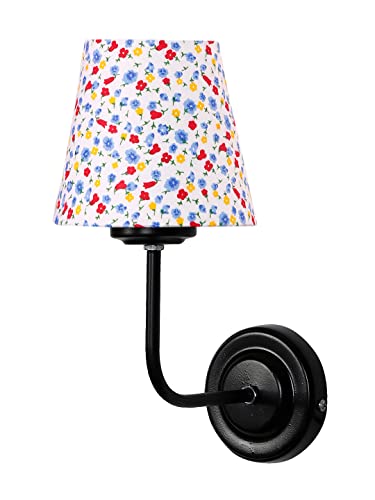 Image of Wall Sconce Wall Lamp (H-10 Inches, Multi Floral) for Living Room /Bedroom, Hall, Study, Kids Room, Home Office & Balcony Decor | Black Metal Finish, Modern Indoor Wall Night Ambient Lighting