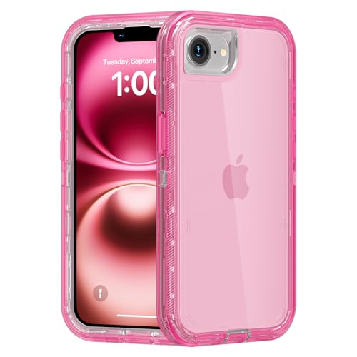Follaroma for iPhone 17e/iPhone 16e Case Heavy Duty Shockproof Protection Phone Cases Anti-Drop Dual Layer Transparent Protective Cover Compatible with iPhone 17e/iPhone 16e 6.1 Crystal Pink