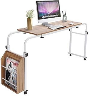 Greensen Overbed Table Computer Laptop Table, Bed Table Overbed Table Rolling Storage Trolley Laptop Desk with Wheels, Adjustable Computer Workstation Overbed Table Stand Table for Working Dinning