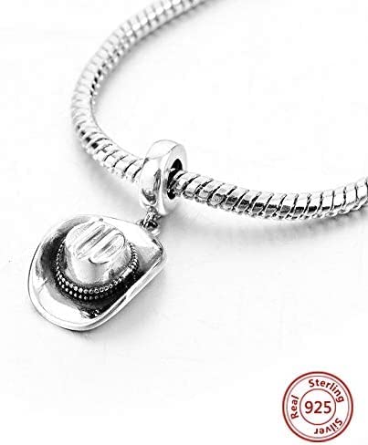 Bolenvi Cowboy Hat Dangle Pendant Charm - Omni Clasp Clip on 925 Sterling Silver Charms Compatible with Pandora & Similar Bracelets, Necklaces & DIY Jewelry3