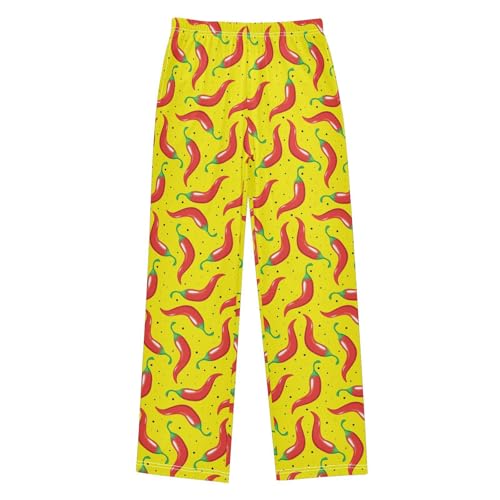 Chilli Pepper Boys Long Pants Soft Trousers Elastic Waist Kids Lounge Bottoms with Pockets S-XL