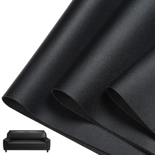 LONANSHO Faux Leather Fabric for Upholstery: Black Soft Smooth Faux Leather 54x36 - Marine Vinyl Fabric Easy to Cut Waterproof Durable - Marine Vinyl Upholstery for DIY Outdoor Boat Car Sofa