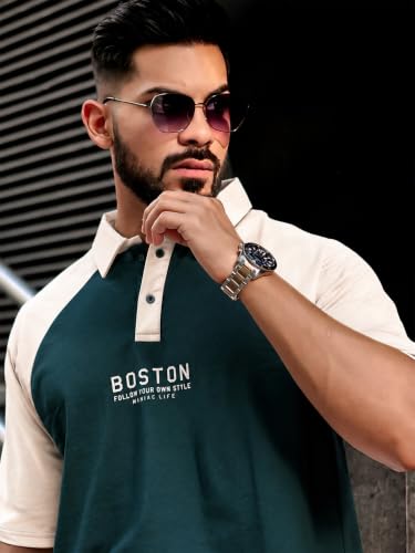 Image of Maniac || Mens || Printed ||Raglan Polo Neck || 3 /4th Sleeve || Cotton ||Oversized ||Polo T-Shirt