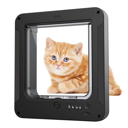 Gattaiola elettronica, porta per animali domestici per gatti e cani, con 2 collari con sensore e telecomando, modalità di bloccaggio regolabile, resistente alle intemperie