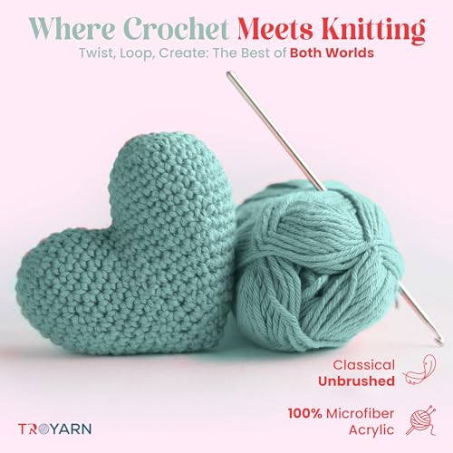 Image of TROYARN Summer (2- Skeins Pack) Silk Effect Hand Knitting Yarn Crochet Art Lace Craft 100% Microfiber Acrylic 2x100 gr (2x383 yds) (105463 - Dark Mint)