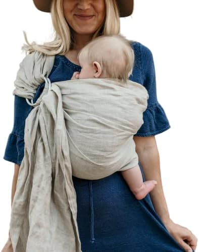 Hip Baby Wrap Ring Sling - Linen Newborn Carrier for Infant to Toddler