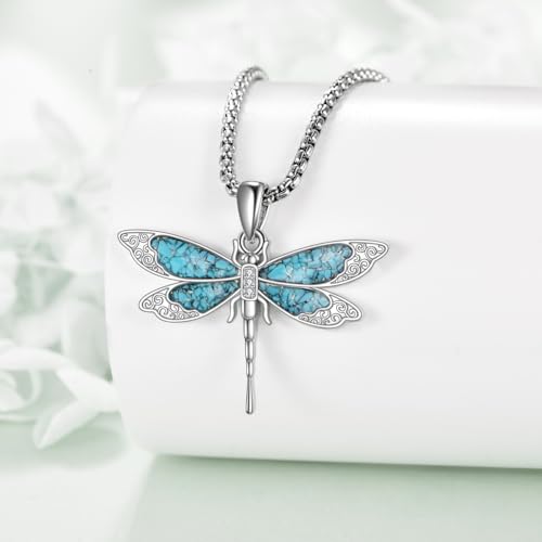 ONEFINITY Dragonfly/Butterfly Necklace 925 Sterling Silver Turquoise Pendant Necklace Jewelry Gifts For Women Men4