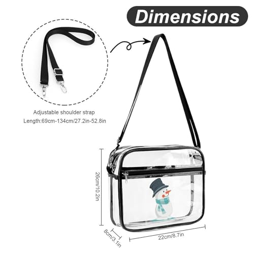 Cute Snowman Large Crossbody Bag Clear Stadium Bag Anti-Theft Side Shoulder Bags Messenger Bag with 2 Compartments2