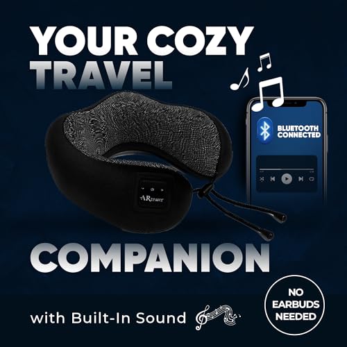 ARniwer Bluetooth Music Semicircular Neck Pillow Wireless Bluetooth Speaker Suitable Airplane,Bus,Train,Car,Office,and Outdoor Camping for Sleeping, Resting The Best Travel Essentials. (Black) - image 4