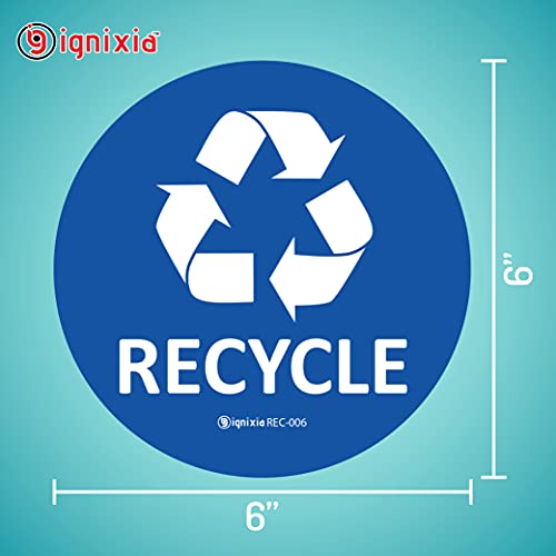 Ignixia Recycle Stickers For Trash Can 6X6 Inches Large (Pack Of 2) Recycle Stickers For Recycle Bins Waterproof Uv Protected Recycling Stickers For Trash Can Indoor & Outdoor (Blue) #TOP1