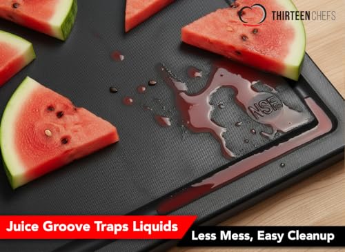 Commercial Grade Large 20 x 15 Black Cutting Board with Groove - 1/2" Thick HDPE for Grilling, BBQ, Steaks and Meats - NSF Approved for Food Service Kitchens