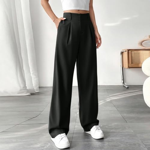 Palazzo Pants for Women Summer Casual Flowy Wide Leg Pants High Waisted Ladies Lightweight Work Pant with Pockets4