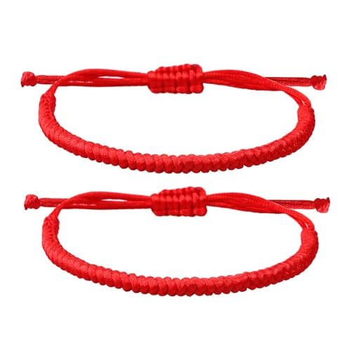 Set of 2Pcs Red String Bracelet for Women Men,Handmade Lucky Protection Couple Matching Bracelets Adjustable Kabbalah Evil Eye Tibetan Long Distance Bracelet Friendship, Graduation Gift
