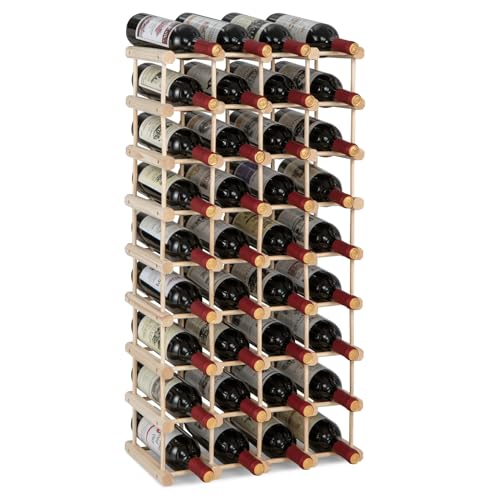GYMAX Portabottiglie di Vino per 36 Bottiglie, Cantinetta Vino Scaffale in Legno di Pino, per Bar, Cucina, Cantina, Sala da Pranzo, 85 x 44 x 24 cm