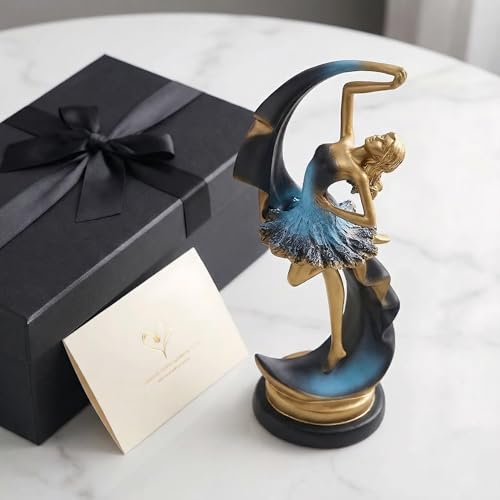 Escultura moderna bailarina dorada para decoración miniatura 7