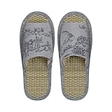 [FASPROJECT] 夏 スリッパ 竹インソール 鳥獣戯画 (メンズ L/グレー) 外縫い ルームシューズ 生地 和柄 涼しい 男性 紳士 CXSP-31579-GY