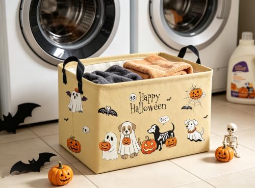 Image of RectangleHalloween Baskets Dog Basket Cute Storage Bin for Room Decor Gift Basket(Dog Halloween)