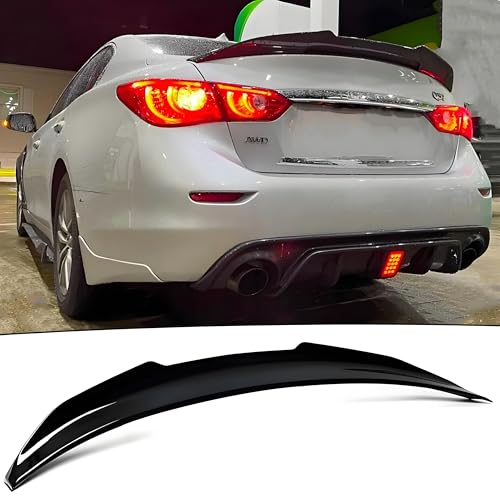 NEESPOC Rear Trunk Spoiler Wing Fit for Infiniti Q50/ Q50S/ 2.0t/ 3.0t/ Luxe/Premium 2014-2024 4-Door Sedan, Gloss Black PSM Style Duckbill Decklid Lip Exterior Accessories