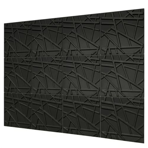 Deccart - Panele ścienne 3D Panele sufitowe Okładziny ścienne ze styropianu Płytki sufitowe Panele dekoracyjne Panele ścienne Styropian 50x50 cm Linia 5 m², 20 sztuk, Czarny
