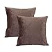 Sykting Pillow Cases Decorative Set of 2 Cotton Super Soft Short Plush 18" X 18" Brown