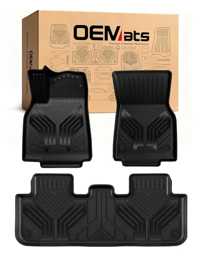 Image of Premium Color TPE Floor Mats Custom Fit for Tesla Model Y Juniper 2025 2026 | Carbon Fiber Wing Design | Car Mat Full Set Front & Rear | All-Weather Protection, Pet & Child-Friendly Accessories