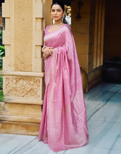Image of SIRIL Women's Jacquard Kanjivaram Soft Silk Saree Pure Silk With Unstitched Blouse Piece