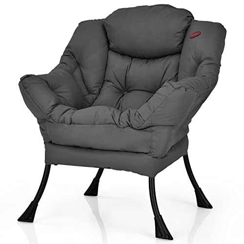 COSTWAY Sessel gepolstert, Relaxsessel mit Armlehnen & Seitentasche, Loungesessel, Fernsehsessel, Ohrensessel für Wohnzimmer, Schlafzimmer, Büro (Grau) COSTWAY Sessel gepolstert, Relaxsessel mit Armlehnen & Seitentasche, Loungesessel, Fernsehsessel, Ohrensessel für Wohnzimmer, Schlafzimmer, Büro (Grau)