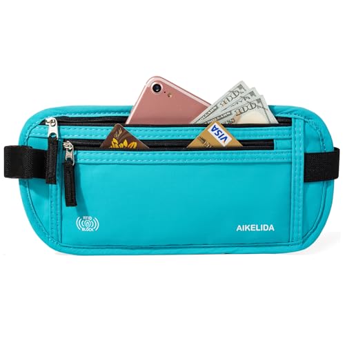 Image of Money Belt - Slim Passport Holder RFID Blocking Travel Wallet Undercover Fanny Packs for Men Women - Blue
