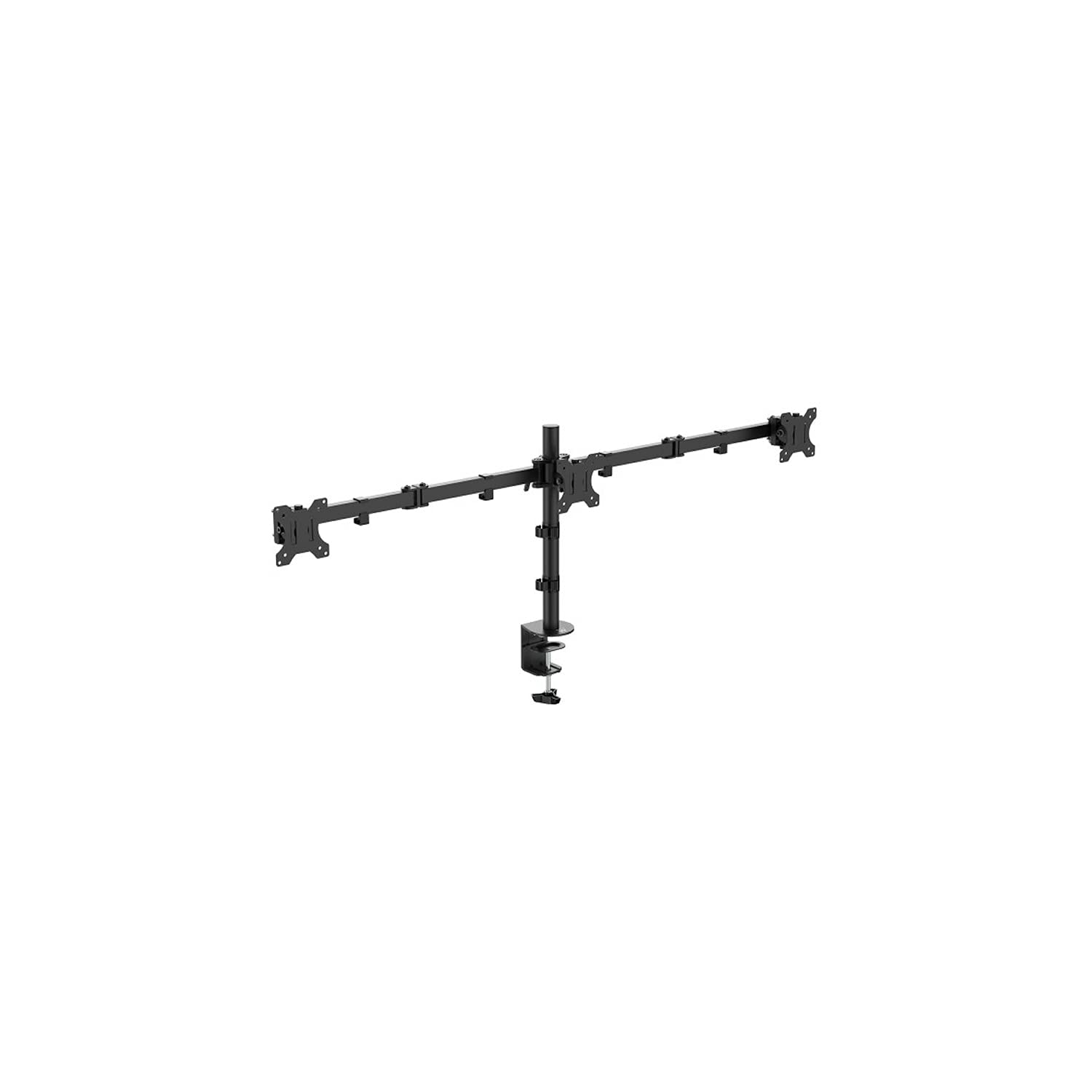 Ewent EW1513 Triple Monitor Stand,Triple Monitor Arm,Ergonomic Triple Monitor Stands for Desks,13-27 inch TV/Monitor Support Bracket,Adjustable Height,Tilt and Swivel,with Clamp,VESA 75X75 and 100X100