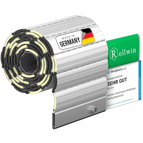 Rollwin ROLLADEN ALU Mini 37 Silber Gebohrte Endleiste Rolladenpanzer Aluminium Lamelle mit Rollladendämmung Rollladenfenster Rollladen DEUTSCHE Produktion zum Einbauen Hier Konfigurieren »»
