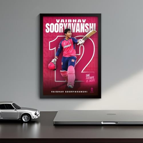 Image of Funk You Store Vaibhav Sooryavanshi Framed Poster | Vaibhav Sooryavanshi 12 Wall Art | RR Edition | Cricket Legend | Premium Sports Decor for Cricket Fans | Motivational Wall Poster (F 181)
