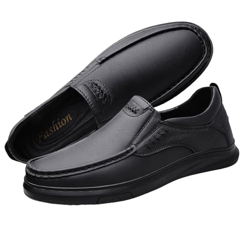 Men'S Fashion Leather Anti-Slip Casual Loafers,Lightweight Soft Sole Slip-On Low Top Comfortable Walking Shoes,for Business Office Driving Shoes - Main Image