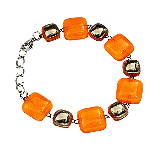 Bijoux de créateur en platine et perles de verre tchèque orange