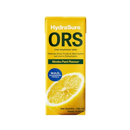 Image of HydraSure Nimbu Pani ORS Drink - 200 ml (Pack of 10) | Ready to Drink Electrolytes for Instant Hydration, Nimbu pani Flavoured Beverage in tetra pack, WHO Recommended Formula