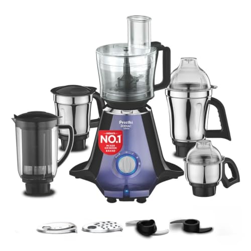 Preethi Zodiac Glitter 750 Watts Mixer Grinder, 5 Jars (1 Food Pr...