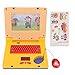 Alomejor Laptop Plastic Kids Learning Laptop Educational LED Music Electronic Cognitive Development Simulation Computer Toy for Children (Yellow Retractable Mouse)