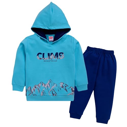 Image of LuvLap Baby Boys Full Sleeve Hooded Sweatshirt & Pyjama Set