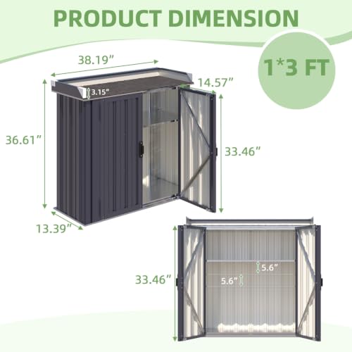 Image of AECOJOY Outdoor Storage Cabinet Waterproof with Floor & Adjustable Shelves