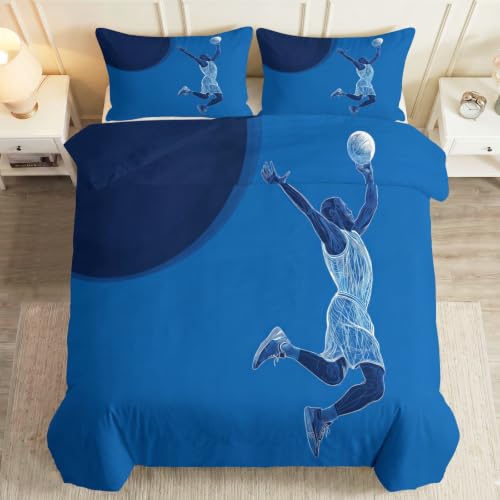 Ropa de cama azul de 155x220 cm con funda nórdica y dos fundas de almohada para cama individual 3