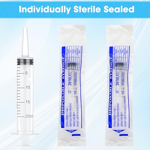 Image of 3 Pack 20ml Syringe with Cap, Plastic Syringe without needle for Liquid, Sterile Individually Wrapped