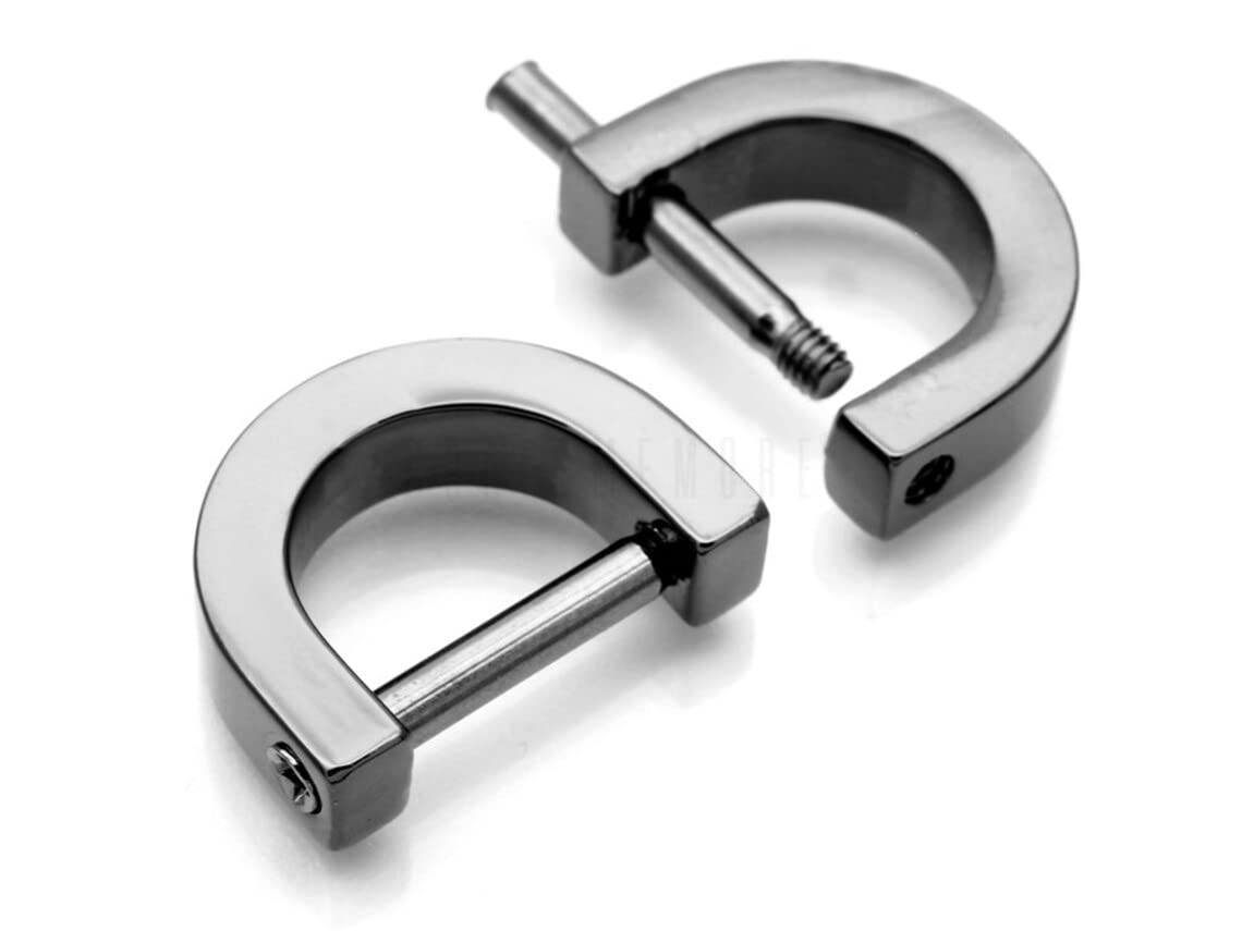 CRAFTMEMORE 1/2 Inch (Inside Width) D-Rings with Closing Screw Shackle DIY Purse Handle Connector Dee Ring Leather Craft 4 pcs WP62 (Gunmetal Black)