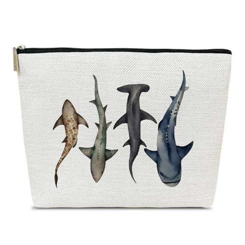 Shark Makeup Bag Gifts for Women-Shark stuff Ocean Themed Period Bag For Girls Kids Cosmetic purse Decorations Accessories Birthday Christmas